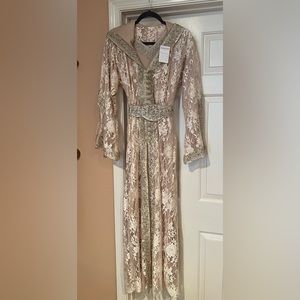 Abaya lace 2 piece long sleeves with hood